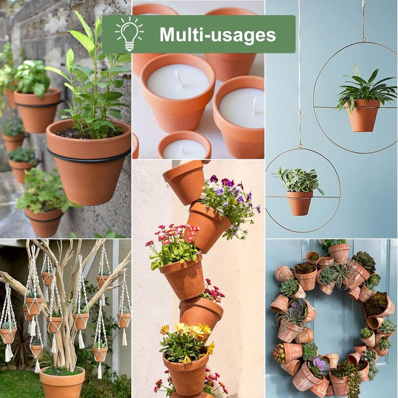 Orceler 4 Inch Terracotta Pots with Saucer - 6 Pack Small Clay Plant Pots with Drainage Holes, Flower Pots with Tray, Terra Cotta Pots for Indoor Outdoor Plants, Crafts, Wedding Favor - Image 5